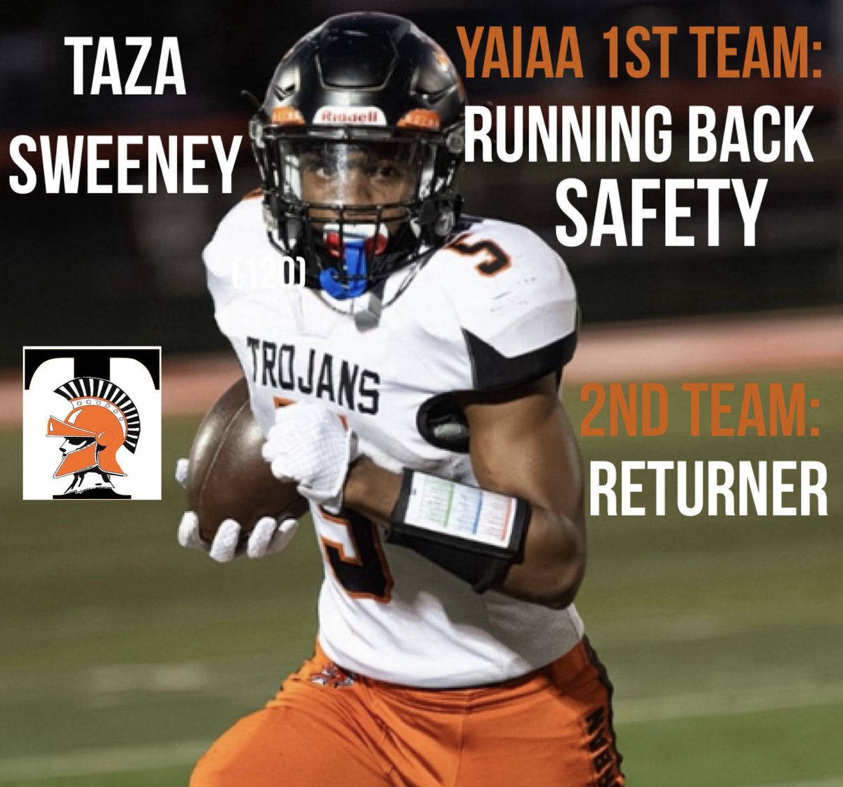yswrestling's tweet photo. Congrats to YS  Wrestlers: Gehret Gentzyel, Taza Sweeney &amp; Eli Jury who earned YAIAA All County FB Honors!
1st Team: 
Gehret Gentzyel - ILB- Most Tackles in YAIAA (120),  Athlete &amp; Punter 

Taza Sweeney - RB &amp; Safety; 2nd Team: Returner 

Hon. Mention 
Eli Jury - Center https://t.co/ym3lCPvQwN