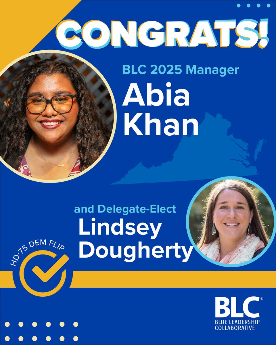 Congratulations to Delegate-Elect Lindsey Dougherty and Abia Khan ‘25 on flipping VA HD-75 blue last night, contributing to the expanded majority in the Virginia House Democratic Caucus.