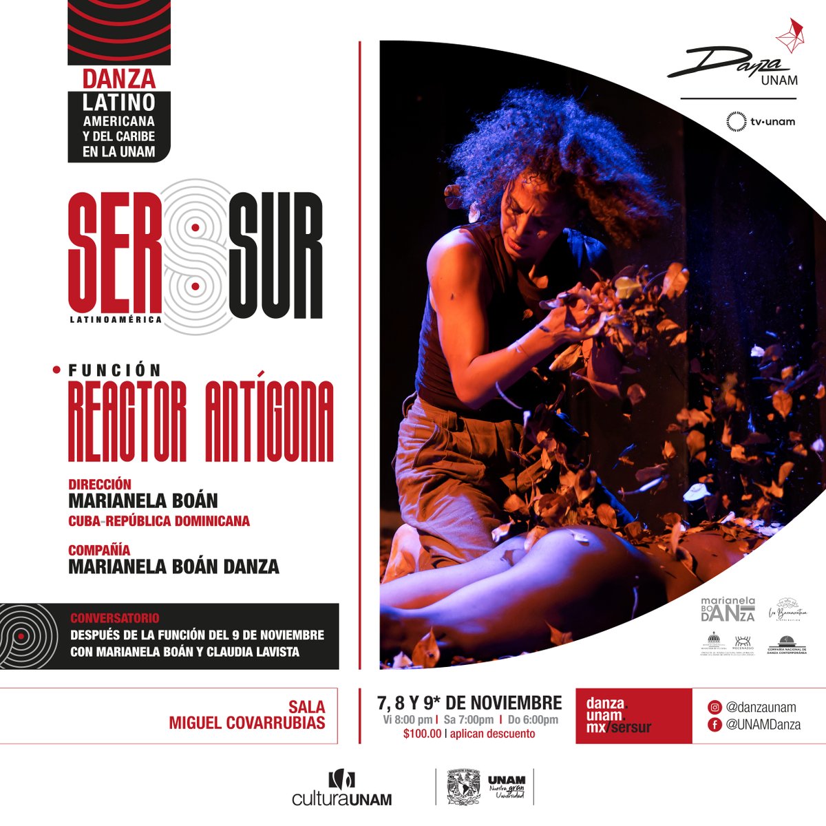 Reactor Antígona reinterpreta el mito desde una mirada actual sobre la migración, la violencia y el libre albedrío.
La compañía Marianela Boán Danza (Cuba–República Dominicana) presenta esta obra en el Encuentro #SERSURLatinoamérica.

🗓 7 al 9 de noviembre
📍 Sala Miguel