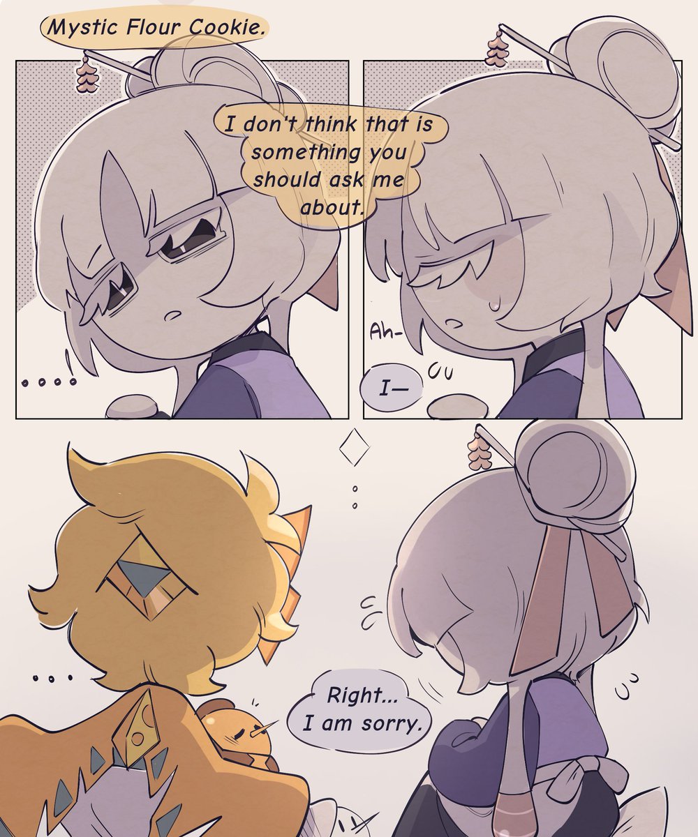 (I hope this feels in character shsh)
Second part is below.

Part of the Mystic Flour redemption AU. (Pre-Burning Space encounter) 🐛
#goldencheesecookie 
#mysticflourcookie