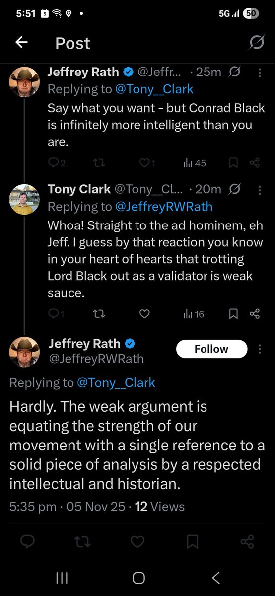 The "voice" of Alberta independence, disgraced lawyer and UCP activist blocked me for calling Lord Black's supposed support as "weak sauce." 
These Alberta independence people are pushovers, frankly. Their ideas don't stand up to scrutiny. Weak sauce.