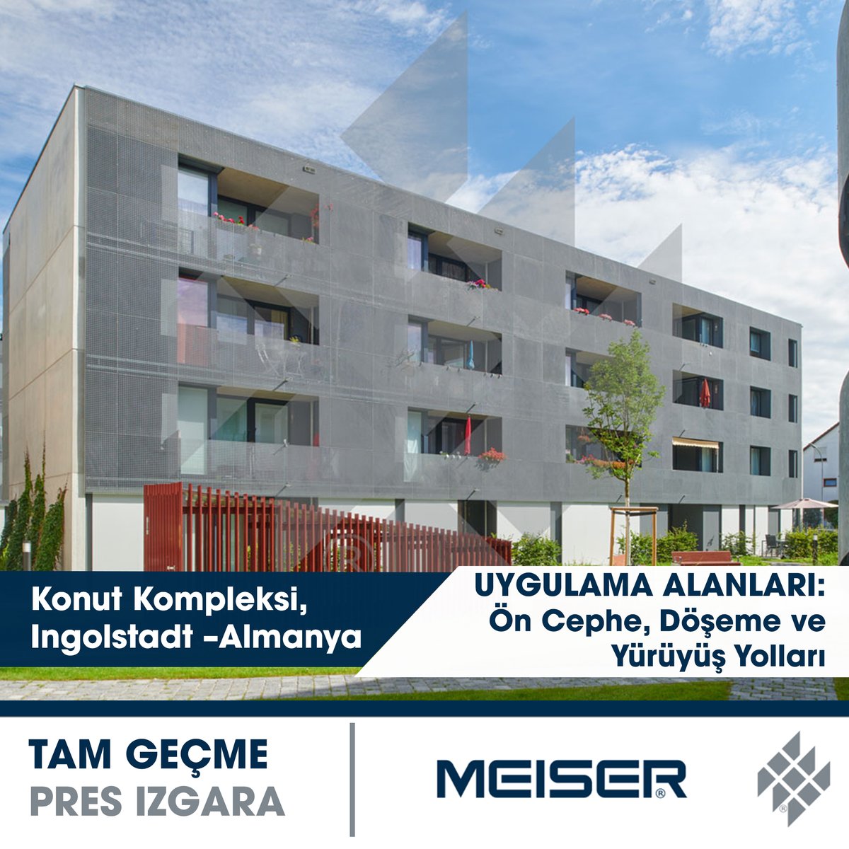 MeiserTR's tweet image. Almanya’nın Bavyera eyaletinde bulunan bu yapı, Audi Forumu ve klasik otomobil müzesiyle tanınan #Ingolstadt şehrinde yer alan modern bir konut kompleksidir. 
Bu projede #MEISER #TamGeçmePresIzgara lar tercih edilmiştir. Bu #ızgara tipi..

Devamı için: 
👉🏻linkedin.com/company/meiser…