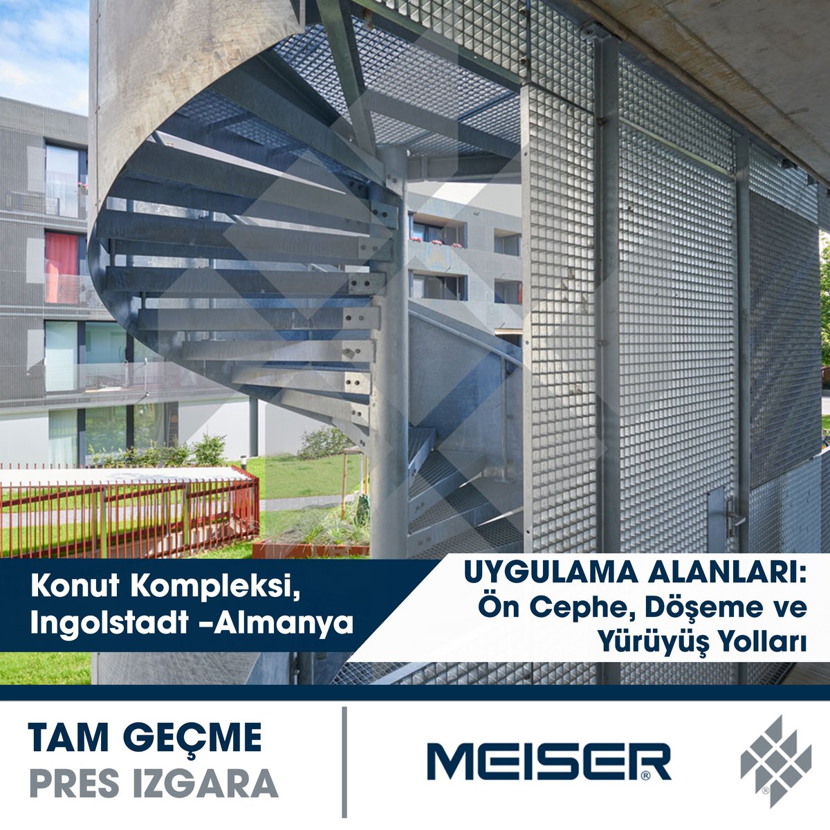 MeiserTR's tweet image. Almanya’nın Bavyera eyaletinde bulunan bu yapı, Audi Forumu ve klasik otomobil müzesiyle tanınan #Ingolstadt şehrinde yer alan modern bir konut kompleksidir. 
Bu projede #MEISER #TamGeçmePresIzgara lar tercih edilmiştir. Bu #ızgara tipi..

Devamı için: 
👉🏻linkedin.com/company/meiser…