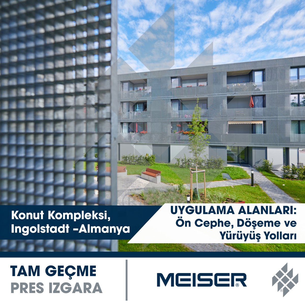 MeiserTR's tweet image. Almanya’nın Bavyera eyaletinde bulunan bu yapı, Audi Forumu ve klasik otomobil müzesiyle tanınan #Ingolstadt şehrinde yer alan modern bir konut kompleksidir. 
Bu projede #MEISER #TamGeçmePresIzgara lar tercih edilmiştir. Bu #ızgara tipi..

Devamı için: 
👉🏻linkedin.com/company/meiser…