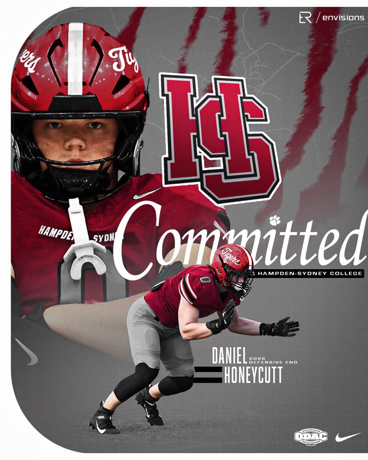 I am blessed to announce my commitment to Hampden-Sydney College to continue my athletic and academic career! All glory goes to God! Thank you to everyone who has helped and supported me on this journey! <a href="/CoachCreason66/">Rob Creason</a> <a href="/OakGroveGrizzFB/">Oak Grove Football</a> <a href="/HSCCoachClarkJr/">David Clark Jr</a> <a href="/Coach_Luvara/">Vince Luvara</a>