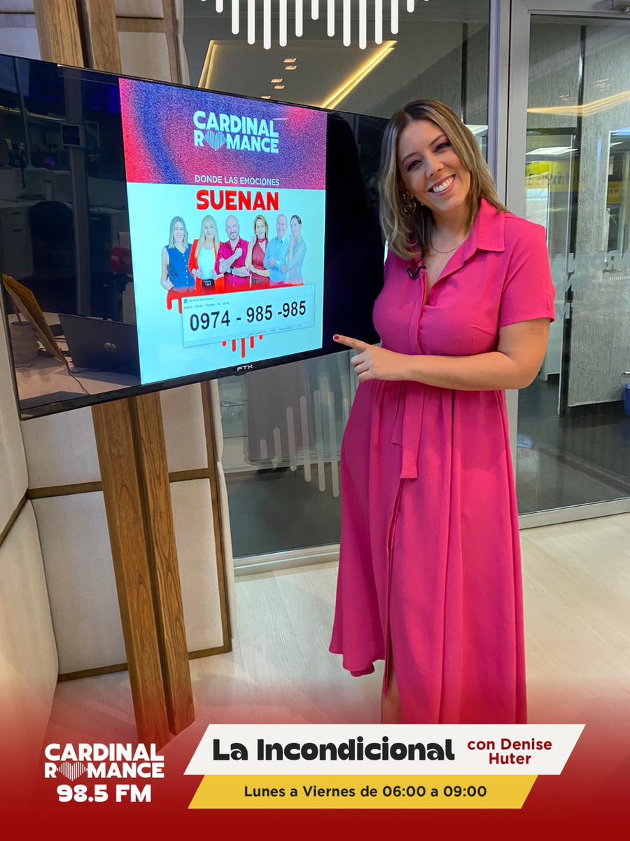¡Arrancá el jueves con Denise Hutter!🥰

🎙️De 6:00 a 9:00, <a href="/denisehutterz/">Denise Hutter</a>  «La Incondicional» te acompaña con la mejor onda y esas canciones románticas que hacen más lindos tus días. 💕

📻 Sintonízanos y empezá la mañana con nosotros en #CardinalRomance 98.5 FM 🎶