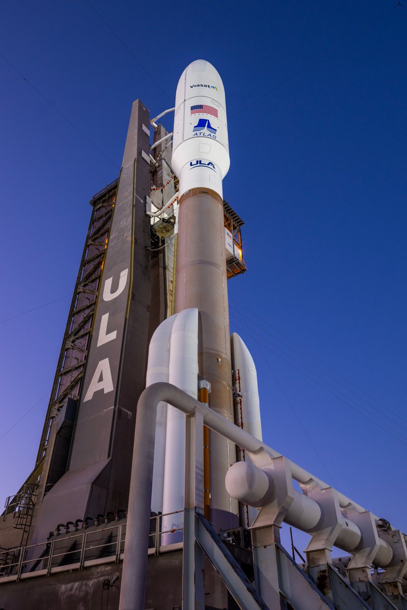 viasat's tweet photo. GO for fueling.⛽️

✅ Boosters/tanks loaded with kerosene and liquid oxygen
✅ Power and telemetry online

Every system is ready for the journey to space! Tune in at 10:03 p.m. EST: https://t.co/HKpv5MfkHC

#VS3 #ViaSat3 #VS3F2 #ViaSat3F2 
Image credit: @ulalaunch https://t.co/CKNyfRnBtU