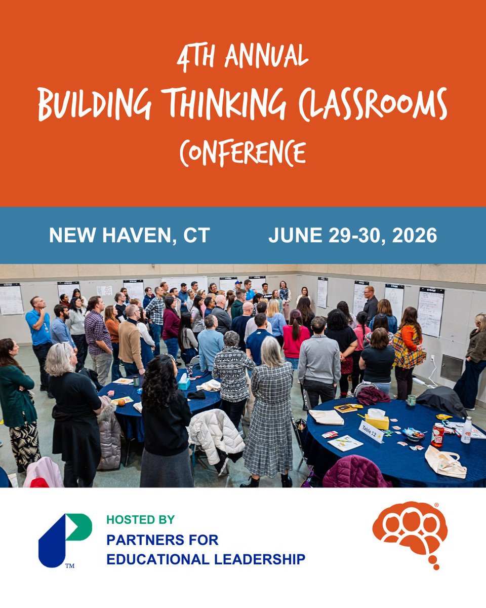 BTCthinks's tweet image. Ready for 4th Annual Building Thinking Classrooms Conference, hosted by @Partnersfor_EL?

SAVE THE DATES!
🗓 June 29–30, 2026
📍 New Haven, CT

✨ Submit a proposal by November 30: btcc2026.sched.com
✅️Register for updates!

#btcthinks #thinkingclassrooms #iteachmath