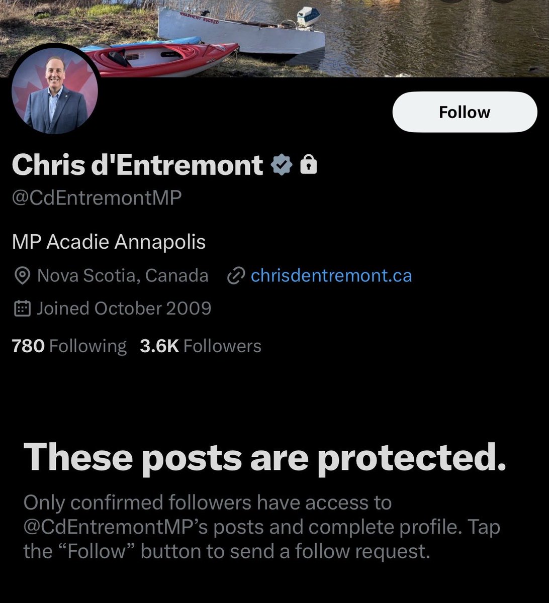 CommodorStephen's tweet image. Why am I not surprised that @CdEntremontMP has protected his posts?