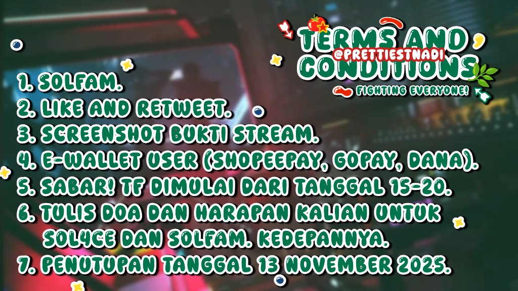 prettiestnadi's tweet photo. #SOLFAM GIVEAWAY TIMEE💸‼️

since i can't give you merch, then i will give you e-wallet money👀💸
sebelum kalian ikut dalam giveaway, kalian wajib baca syarat dan ketentuan yang udah aku buat yaaa, good luck everyone🍀
#SOL4CE #SOL4CEVOL2 https://t.co/FcBCUVIqGj