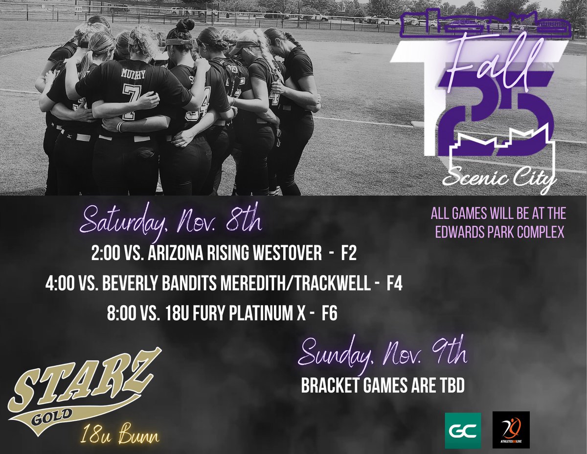 Excited to head back to Scenic Fall T25 this weekend! Let's go ladies!! ⭐️🖤

<a href="/ConnectSports_/">Connect Sports</a> <a href="/StarzGold/">StarzGold</a> <a href="/CoachBrandon24/">Brandon Perks</a> <a href="/dblaron31/">Aaron McCoy</a> <a href="/AGLSoftball/">AthletesGoLive Softball</a> <a href="/thealliancefp/">The Alliance Fastpitch</a>