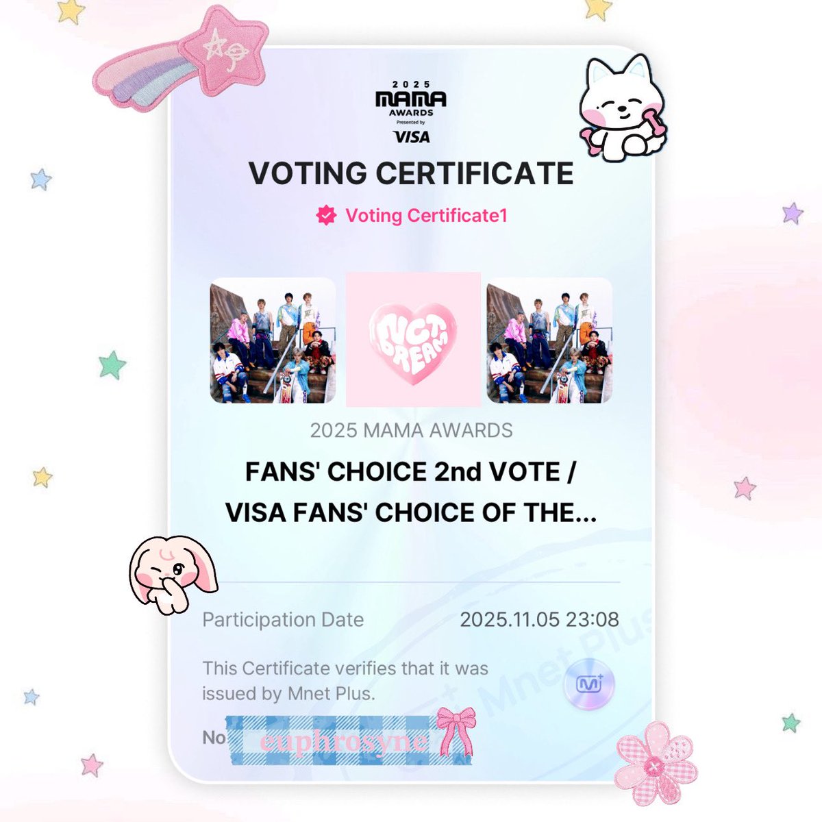 มาโหวตให้น้องดรีมกันค่ะ 🩵

แจก coin รอร 100 coin / 2 คน

กติกา

- โหวตให้ NCT DREAM ในแอพ mnet plus
- rt + mt ติดแท็ก
#2025MAMAVOTE #NCTDREAM
- ขอดูหลักฐานการโหวต fans’ choice 2nd/visa fans’ choice 7 วันขึ้นไป
- สุ่มหลังปิดโหวตคับ