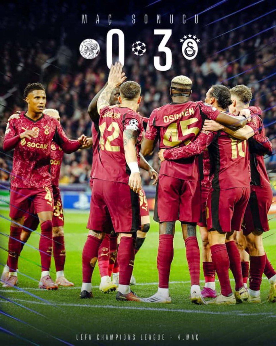 Tebrikler Galatasaray!

🏆 UEFA Şampiyonlar Ligi’nde deplasmanda Ajax’ı 3-0 mağlup eden Galatasaray’ın tüm oyuncularını ve teknik ekibini gönülden kutluyorum. 👏

Başarılarınız daim olsun. 

<a href="/GalatasaraySK/">Galatasaray SK</a>

#AJAvGS #UCL