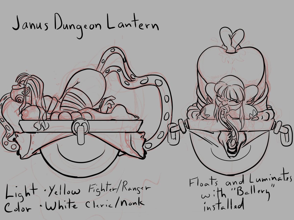 Rough sketch for Dungeon Peril.
Magical device - Janus Lantern.
The platform used the essence of the "Fuse" to both float in high ceiling Dungeon Levels and to project light. Race, and Class determine the color and intensity of  the light. It floats over moving objects when lit.