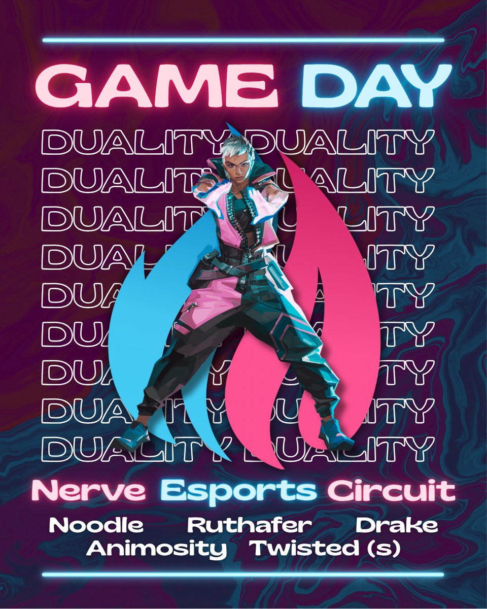 DualityValorant's tweet photo. โ ๏ธGAME DAYโ ๏ธ
Duality will be making their Nerve Esports Circuit debut tonight against @nerve_esp Onyx! #TimeToDUAL ๐งฌ
@Nood1ef
@DunhamMaddox
@badcoms
@Animosityiii
@Twis1ed https://t.co/ojXMJctooN