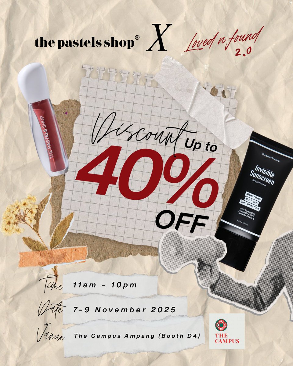 thepastelsshop's tweet image. Meet us at Loved n Found 2.0! 💖

Starts tomorrow, 7–9 Nov @ The Campus Ampang (Booth D4) 💚
Special deals up to 40% OFF —  while stocks last 🤎

See you there!🫰