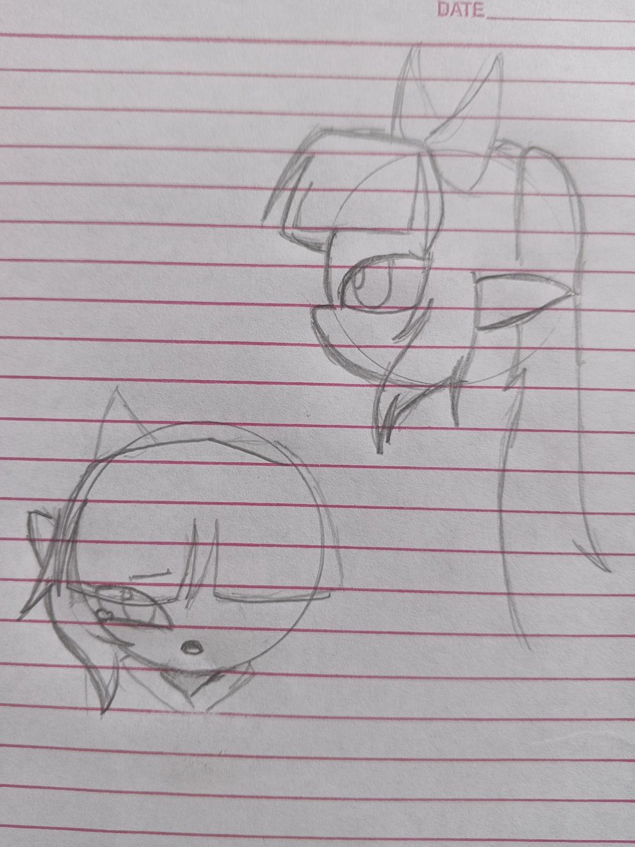 Messy Doodle sketch of <a href="/Jek_Korpen/">Jek Korpen🆖</a> Nikki and to be honest this one makes me struggle to draw there's no problem with her physique but her head is hard to draw especially front view
Anyway don't ask me what's going on with her front view expression heh it's a secret :3