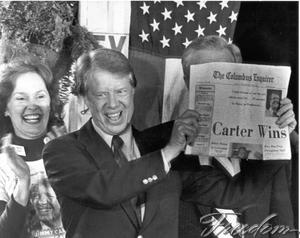 TammiMinoski's tweet image. Democrat #JimmyCarter of Georgia defeated incumbent Republican President Gerald Ford. Carter's win represented the lone Democratic victory in a presidential election held between 1968 and 1992. #ElectionNight