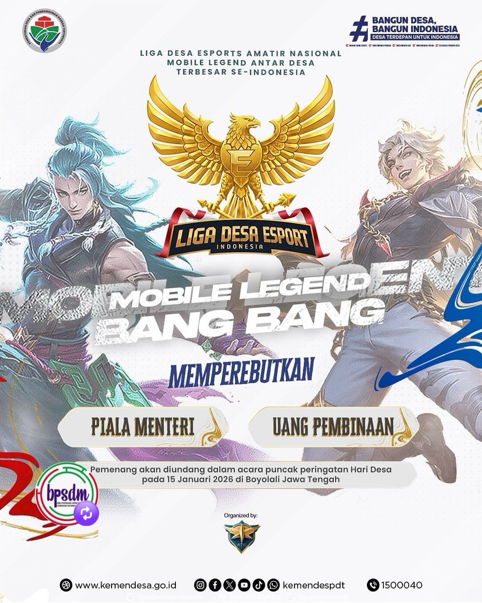 nahotsubando's tweet photo. Liga sepak bola desa memperebutkan piala Menteri Desa akan segera bergulir, siapkan tim sepak bola desa anda untuk mendaftar biar jadi juara.

*#LigaSepakBolaDesa*
*#PialaMenteriDesa*
*#LahirTalentaSepakBolaDesa*

@prabowo
@YandriSusanto
@ArizaPatria https://t.co/M4bzQHZaHj