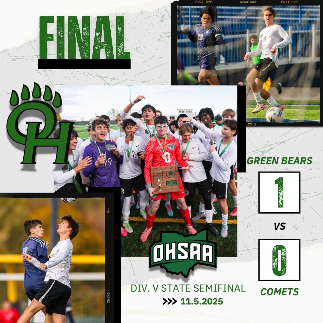 BCSNsports's tweet photo. 🐻THE GREEN BEARS ARE HEADED TO THE DIV. V STATE TITLE GAME! ⚽
@OHillsSoccer | @OHLS_GreenBears https://t.co/cEVhoLvN8N