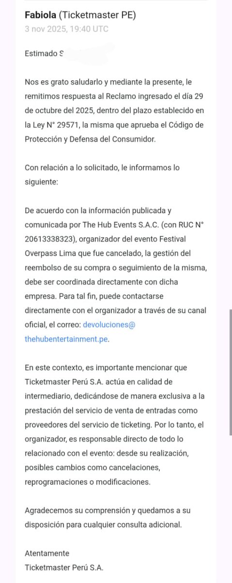 AngithaxD's tweet image. Ni THE HUB ni TICKETMASTER. Ninguno nos da una respuesta sensata a nuestro pedido.
@TicketmasterPE
THE HUB DEVUELVE EL DINERO
#TheHub_Devolucion_Overpass