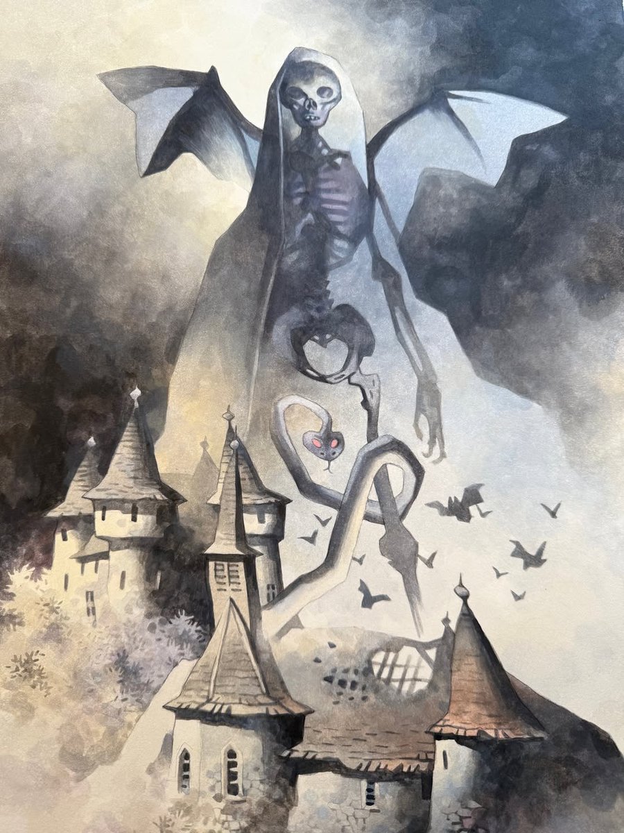 New one--
One of my largest--11x17"--Ink wash and watercolor.