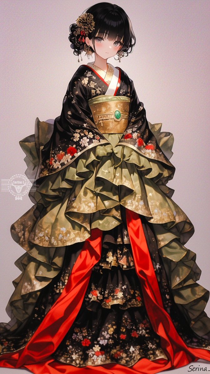 黒と金の華が咲く 静かな気品の中に、紅が息づく。 今日も心に美しさを