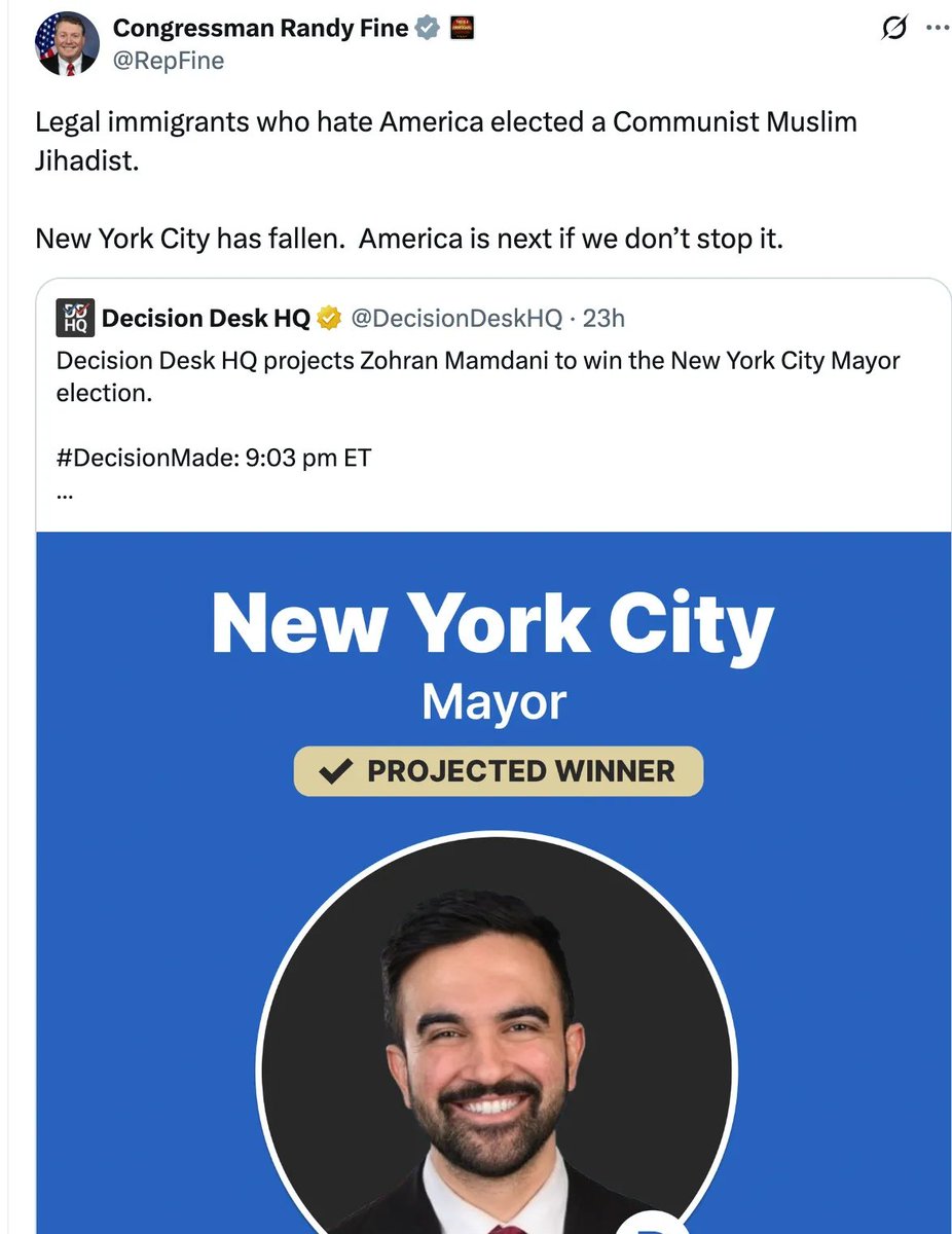 WajahatAli's tweet image. Drinking MAGA Tears with Francesca and Danielle

MAGA continues its glorious meltdown after Mamdani's historic win &amp;amp; warns of the Islamic caliphate of New York while Reps. Massie &amp;amp; MTG are charting a post-Trump path, and Schumer remains ossified.

thelefthook.substack.com/p/drinking-mag…