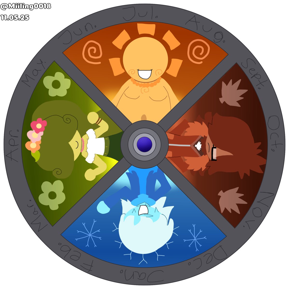 Miiling0018's tweet photo. The Seasonal Wheel!

Took me a whole day to finish this

#oc #ocs #ocart #godOCS #teresa #horus #aster #blake https://t.co/7rQeW6mCM4