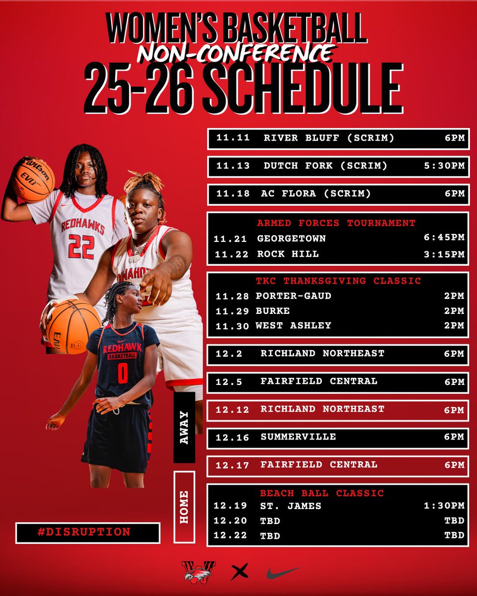 The wait is over! Our Westwood Women’s Basketball non-conference schedule is HERE! 🔥
Mark your calendars and get ready to cheer on your Redhawks before conference play begins! #DISRUPTION | #TheCastle | #EEE | #hsbasketball | #wbb