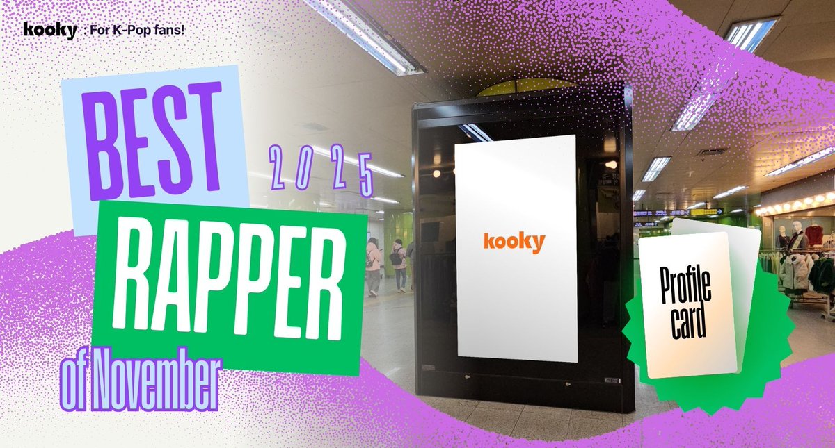 kooky__official's tweet photo. โจ Monthly Position Ranking | #BestRapper_Nov
๐ https://t.co/l0yhiGfiTP
๐
~ Nov 13, 11AM (KST)
๐ TOP 1-3 + โจLoovy Leader: Advance to Main Voting
-> Win a Kooky Profile & Hapjeong Subway ads
โฌ๏ธโฌ๏ธ Check the ranking page for more details!
#KookyRanking #KookyBanner #KookyProfile