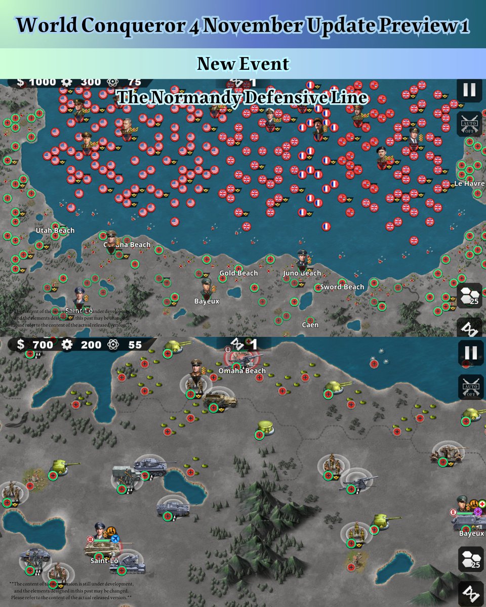 easytech_game's tweet image. World Conqueror 4 November Update Preview 1
【New Army Group】
The Final Countdown (the first appearance date of the event is November 12)
【New Defense Event】
The Normandy Defensive Line
【New Nightmare Event】
Nightmare Great Patriotic War
Nightmare Western Desert Campaign