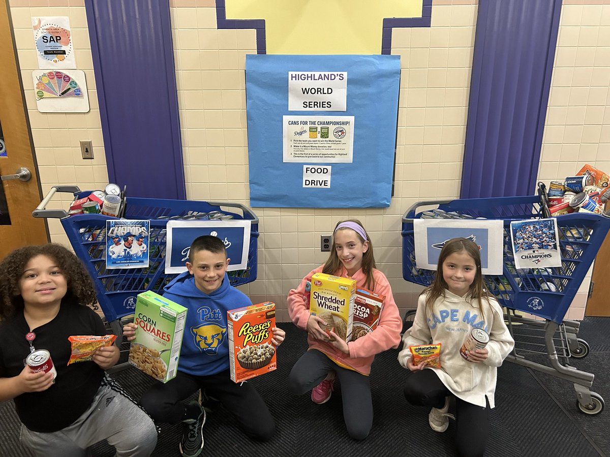 Cans for the Championship World Series Food Drive has concluded! Thank you to the students and families of Highland Elementary for donating over 700 canned food items!!!  Students donated over $800 of their Mount Money for this adventure as well!!! #HighlandGivesBack <a href="/GoMounts/">Ephrata Area SD</a>