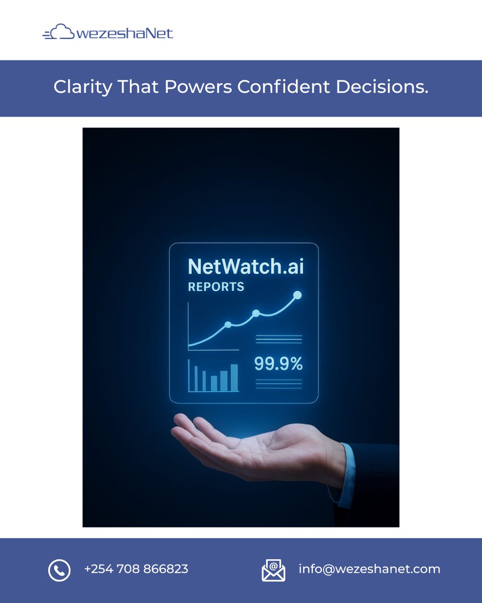 WezeshaNet's tweet photo. 📊 See. Decide. Lead.
With https://t.co/Nelqc8BhHE, turn complex system data into clarity and control.
🔹 See performance in real time
🔹 Decide with data
🔹 Lead with confidence
Because visibility powers every decision. 💡
#NetwatchAI #AIOps #Automation #DataAnalytics https://t.co/xOEXqsECRz