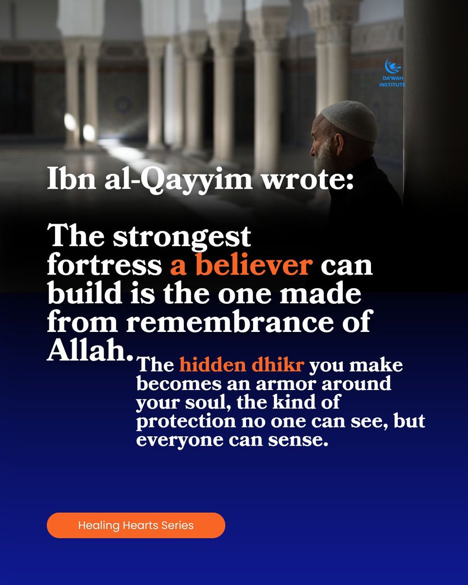 The more you remember Allah in secret, the more He protects you in public. 

Private worship builds unseen walls around your soul.

Walls no envy, harm, or evil can break. 

So, guard your secret moments, because that’s where your public peace begins. 

#dawahinstitute