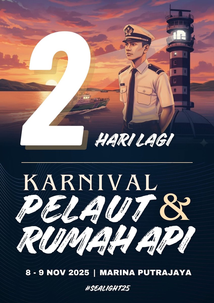 2 HARI LAGI! - Bersedia untuk serbu Karnival Pelaut &amp; Rumah Api 2025 di Marina Putrajaya!

Jangan lepaskan peluang untuk menyelami dunia maritim negara dengan cara paling epik! 

#Sealight25 #WeekendVibes #EventPutrajaya #MalaysiaEvents #FYPMalaysia