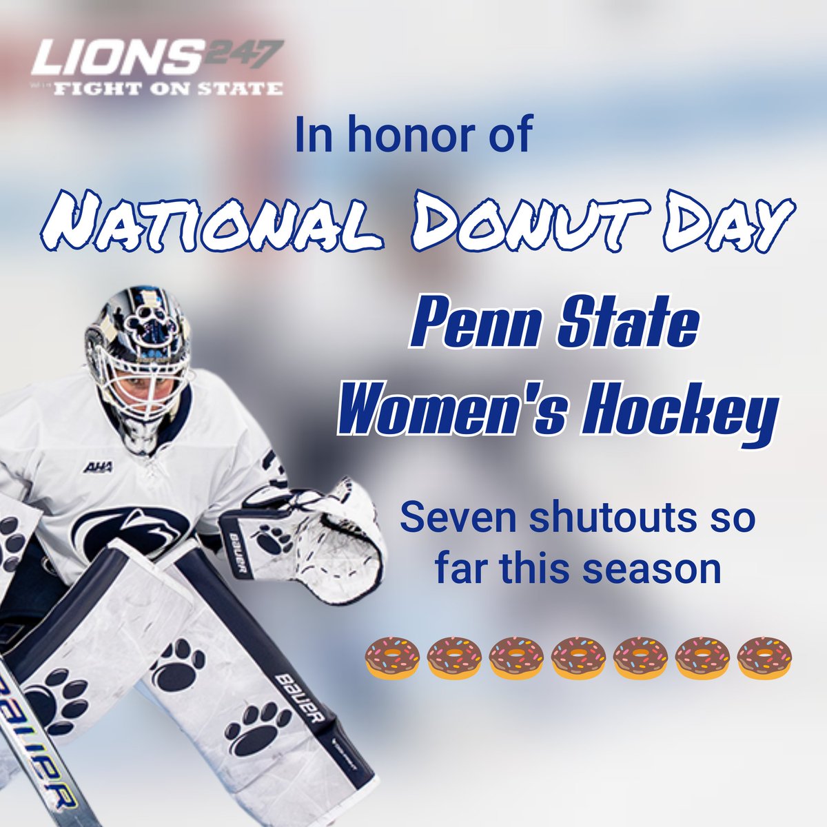 Penn State Women's Hockey is handing out a lot of donuts this season. 
🍩🍩🍩🍩🍩🍩🍩 #WeAre #PennState #HockeyValley #DonutDay