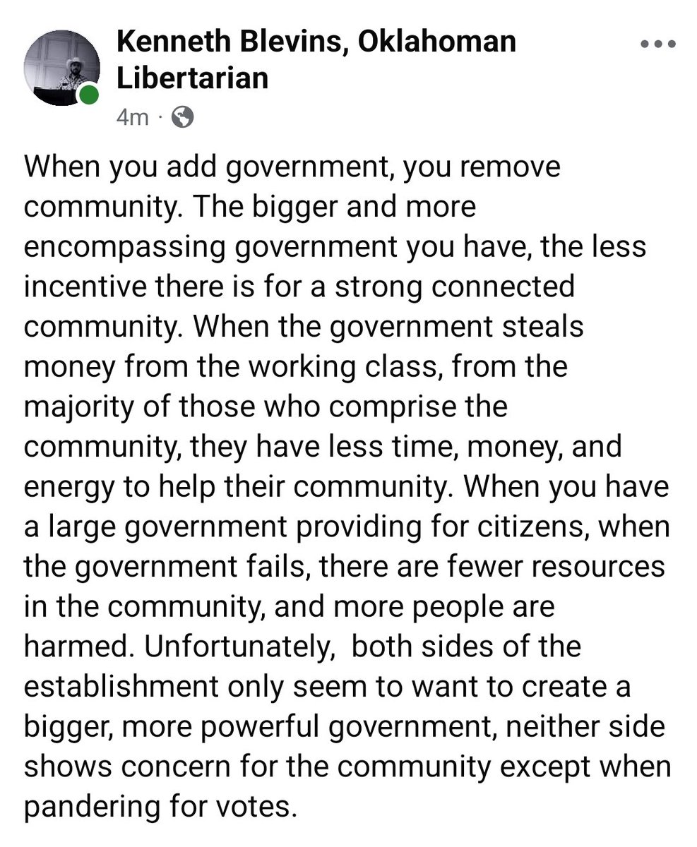 Kenneth Blevins, OK Libertarian (@libertycowboykb) on Twitter photo 