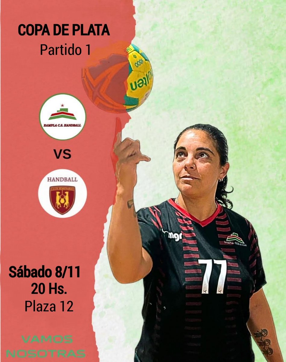 Este sábado jugamos el partido 1 por la Copa de Plata.
Será frente al equipo de Seminario a las 20 horas en la plaza 12.
Vamos nosotras! ❤️💚