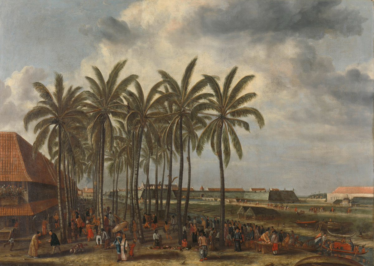 Zaarazhar's tweet photo. Multi-etnisnya Batavia/Jakarta jelas banget di lukisan Andries Beeckman "Het Kasteel van Batavia" yg fokus ke suasana pasar di Kali Besar (area Kota Tua Jakarta) dekat Kastil Batavia, abad ke-17

Penduduk Batavia dari macam2 etnis dilukis dengan identitas/aksesoris khas masing2 https://t.co/yDwVeKT4AR