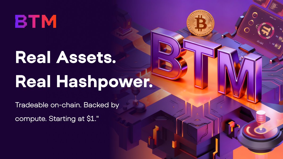 Forget JPEGs. Forget memecoins. 🚫
BTM turned computational capacity into financial instruments.

Computational Power Certificates (CPC):
→ Tradeable on-chain
→ Backed by real hashrate
→ Earning BTC-based rewards
→ Starting at just $1

It’s like owning shares in Bitcoin’s