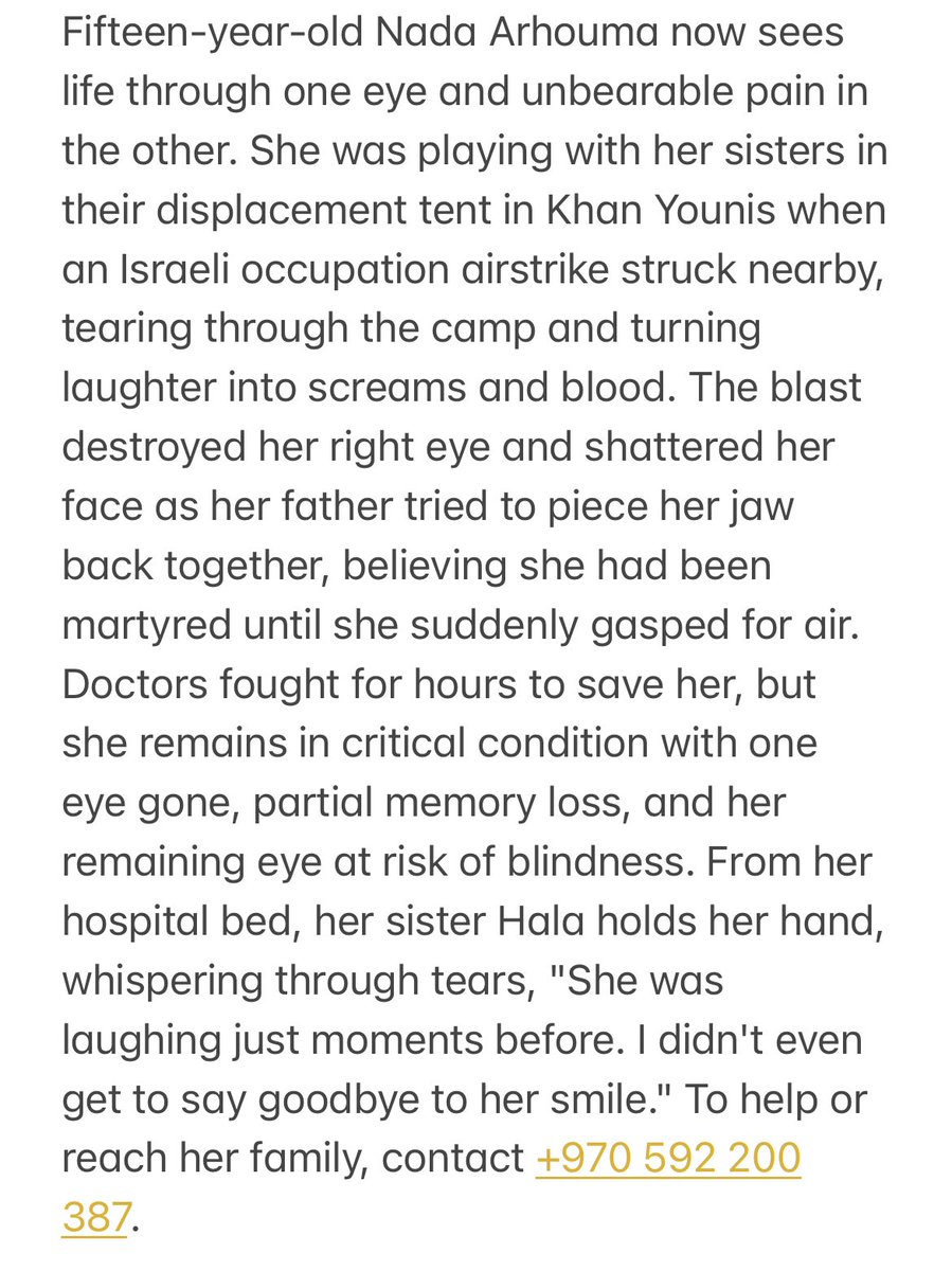 doaa__mohammad's tweet image. Fifteen-year-old Nada Arhouma now sees life through one eye and unbearable pain in the other.