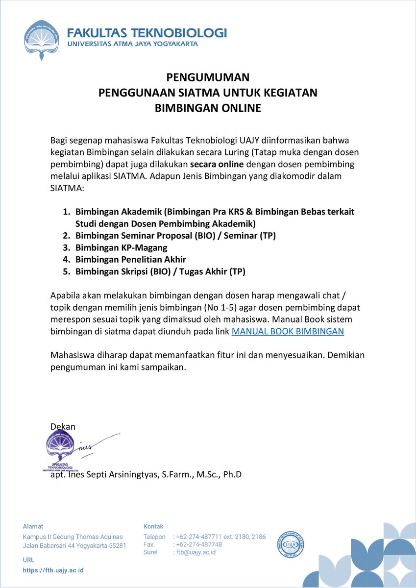 FTB_perkuliahan's tweet image. #Pengumuman Penggunaan SIATMA untuk Bimbingan Online Mhsw
studentsuajyac-my.sharepoint.com/:b:/g/personal… (Manual Book Bimbingan Mhsw)