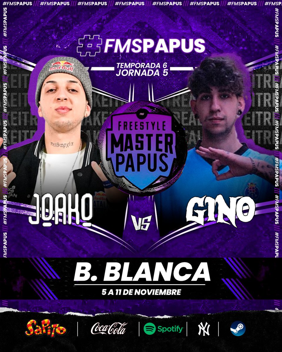 fmspapus_'s tweet photo. BATALLÓN 🔥

Joako 🇦🇷 y Gino 🇵🇪 buscan meterse en la parte alta de la tabla en una batalla que promete muchísimo dado a su historial https://t.co/mnjrAmceMH