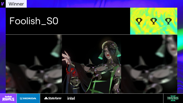 🏆 The champ of the Underworld of <a href="/SupergiantGames/">Supergiant Games - HADES II out now!</a> rises.
Time may be eternal... but their victory is legendary.

Foolish_S0 👏 

📍Haelian's Hades II Speedrun presented by <a href="/Honda/">Honda</a> on Twitch Rivals.