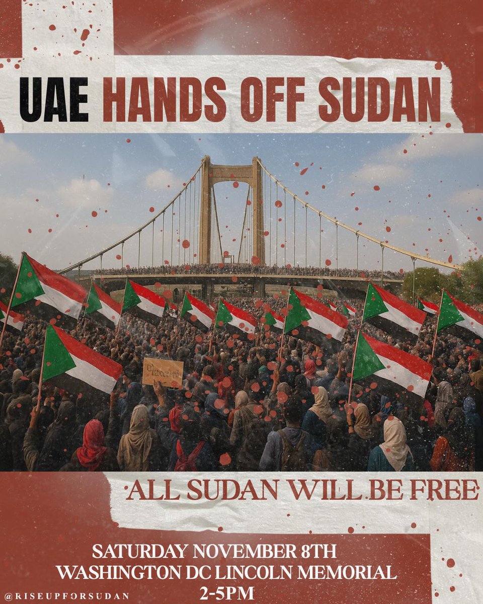 السبت القادم، ستُنظَّم مسيرة الغضب السوداني في واشنطن رفضاً لمرتكبي الجرائم ضد الإنسانية، وجرائم الإبادة الجماعية، والتصفيات العرقية في #السودان، وللتأكيد على وقوف أهل الداخل والخارج مع القوات المسلحة وهي تدافع عن الوطن ضد المتمردين ومسانديهم الدوليين.
#sudan