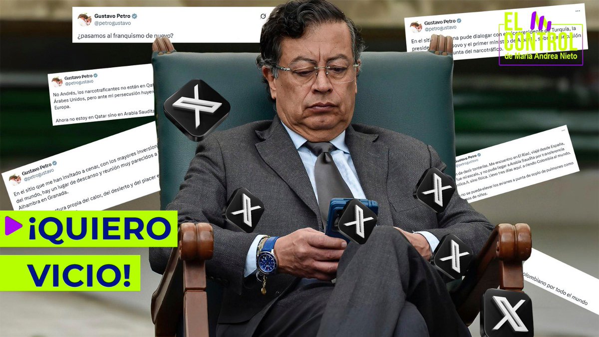 Petro pelea por su cuenta de X para que no le toque trabajar de Presidente.
70 trinos al día. 0 acciones de gobierno.
En el nuevo episodio de #ElControl comentamos la adicción digital del presidente y su batalla con Elon Musk.
🎥No te lo pierdas aquí 👉 youtu.be/WMTKjhES_lw?si…