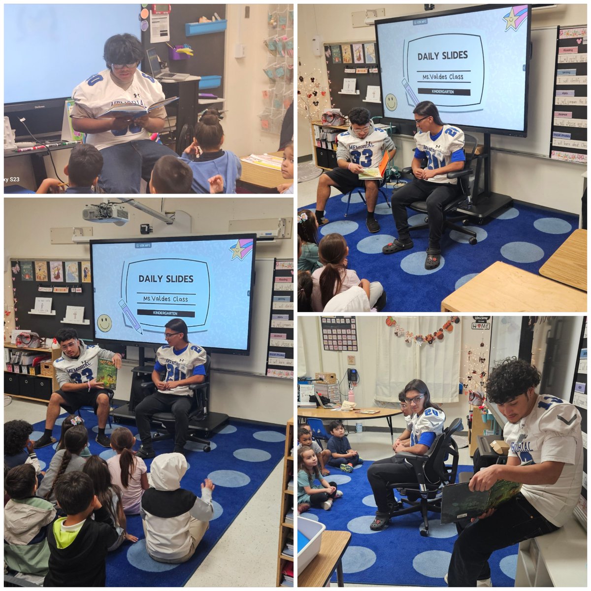 Coach_POrtega's tweet photo. Once again, we got to hang out @LomaParkES with the @EISDMemorialHS  Minutemen Football #MinuteMENread program. The kids of EISD are the best! Our young men are learning about servant leadership! Thank you to all @EISDofSA elem. schools for allowing us to grow with your students! https://t.co/BOijFyP522