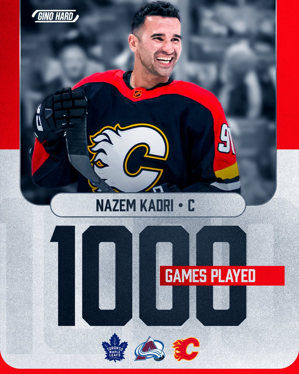 Congrats to Nazem Kadri on playing 1,000 games in the NHL! 👏 #Flames