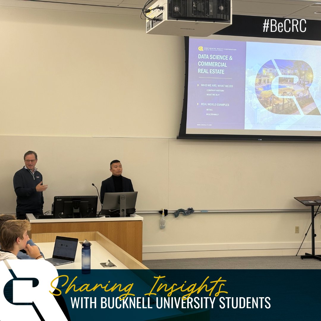 From leveraging data to uncover trends to exploring career paths in property management and investment, JM, CEO at CRC, and Eugene Wu, Data Scientist, lead an engaging and inspiring discussion with Bucknell University’s next generation of talent.
#BeCRC #Bucknell #RealEstate